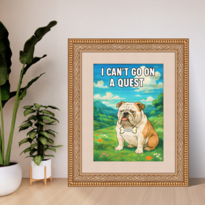 Funny Bulldog Wall Art – Custom PSD Download with Name Option